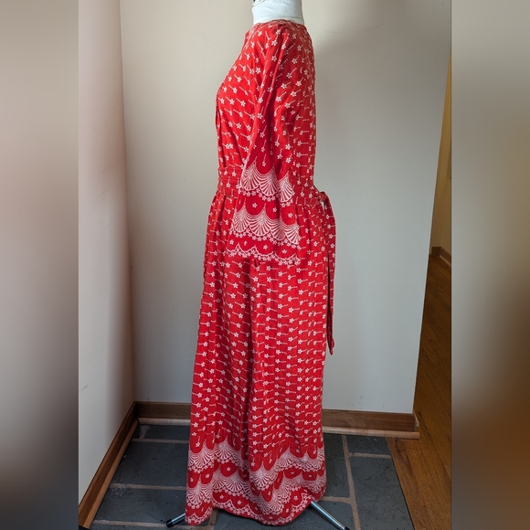 🌺 Vintage I.Magnin Red Maxi Dress – Bold Boho Glam 🌺 - Picture 2 of 5